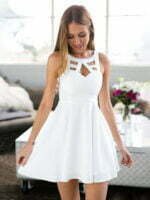 Cutout A Line White Dress