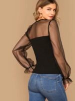 Sheer V Neck Top