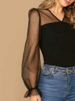 Sheer V Neck Top