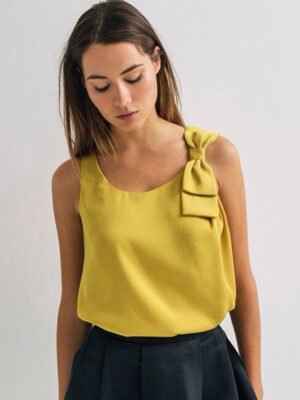 Yellow Bow Sleeve Top