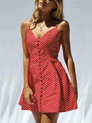 red polkadot dress