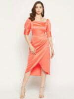 Orange Midi wrap dress