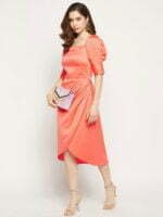 Orange Midi wrap dress