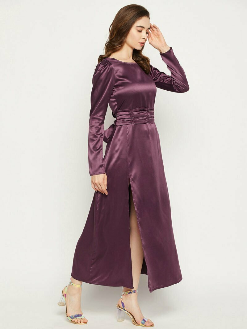 Belted Wine Dress