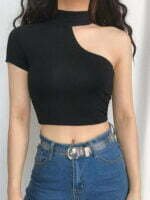 black one shoulder top
