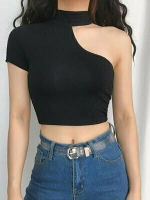 black one shoulder top
