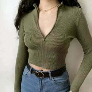 Ribbed olive top