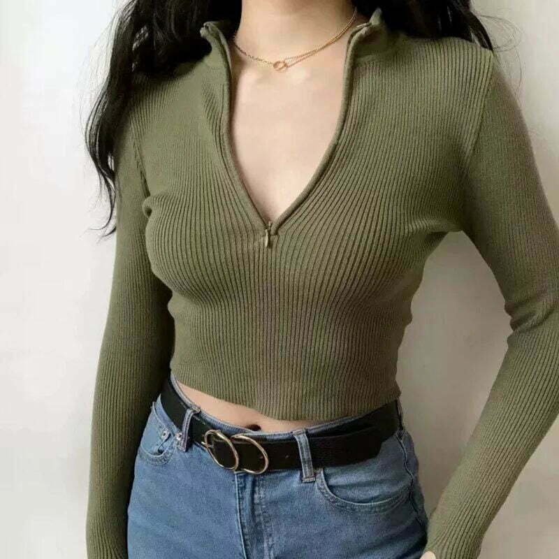 Ribbed olive top