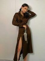 Brown Slit Dress