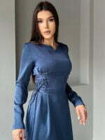 blue satin dress