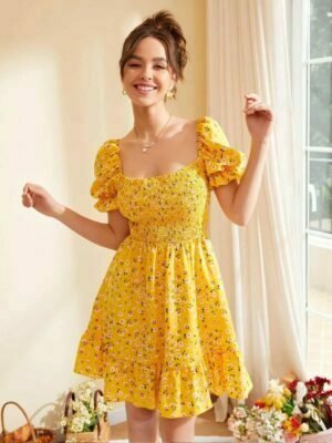 Printed Yello Dress