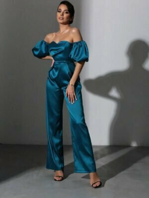 Solid Sweetheart Neck Jumpsuit