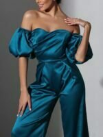 Solid Sweetheart Neck Jumpsuit