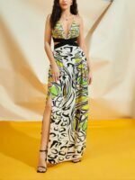 printed cutout dress