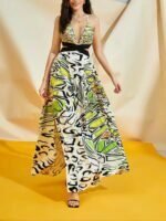 White Printed Cutout Dress