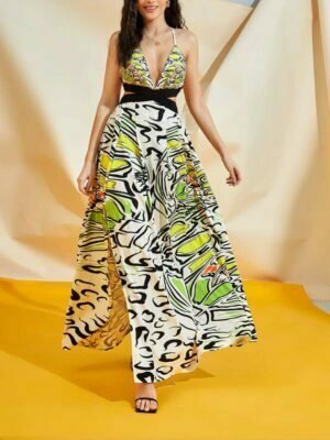 White Printed Cutout Dress