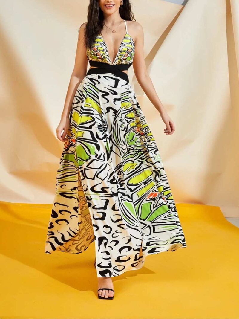 White Printed Cutout Dress