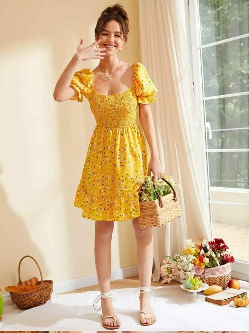 Printed Yello Dress