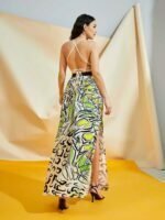 White Printed Cutout Dress