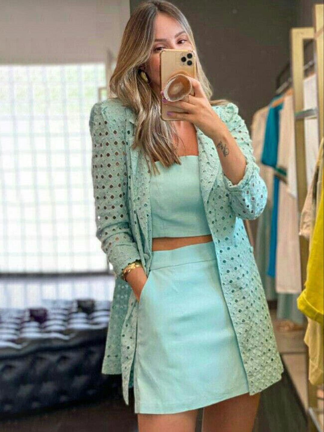 Schiffli Blue Co ord set