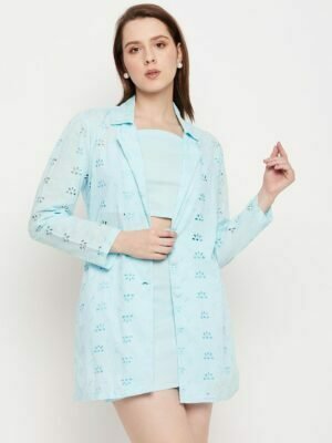 Schiffli Blue Co-ord Set