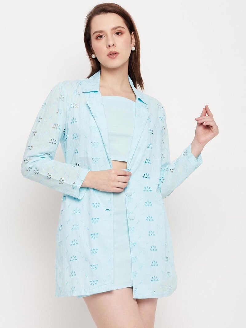 Schiffli Blue Co-ord Set