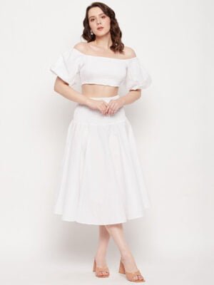 White Off Shoulder Coord Set