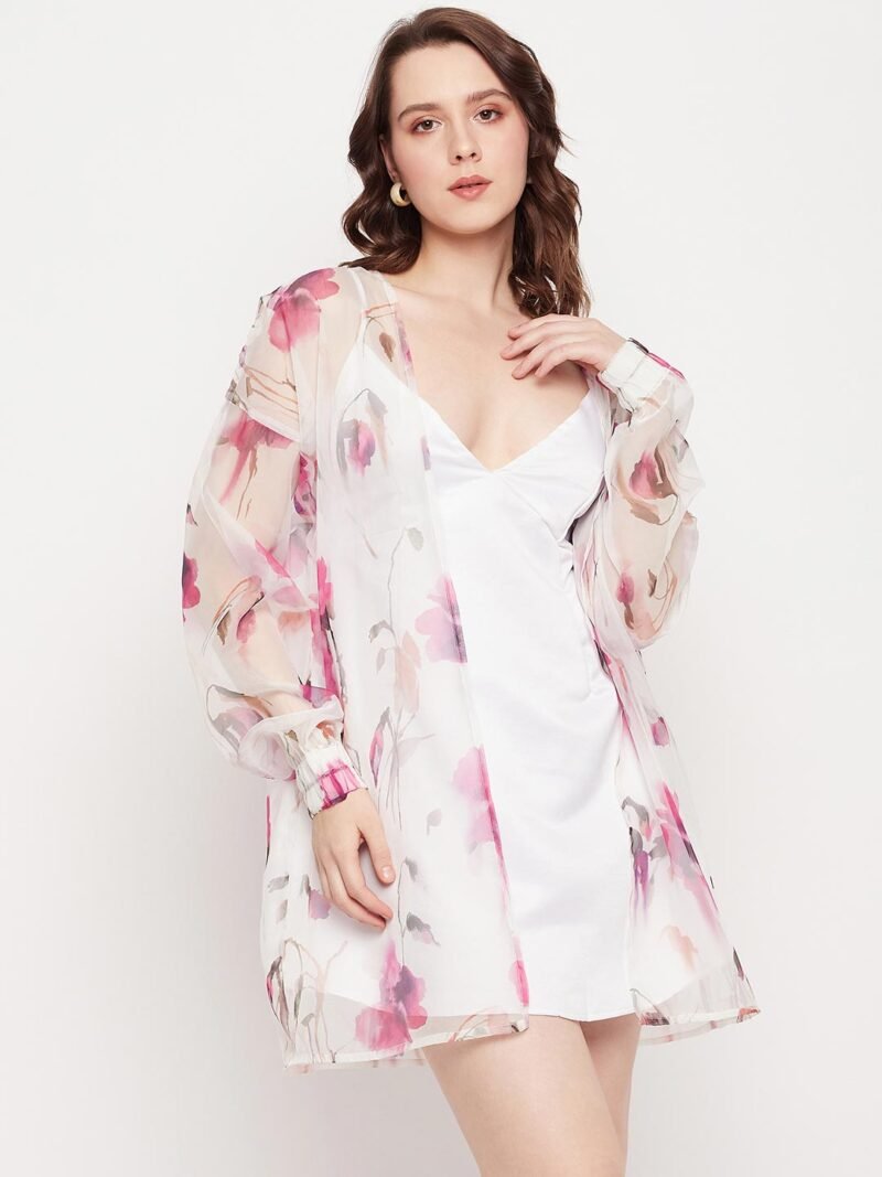 Slip Dress With Floral Shrug