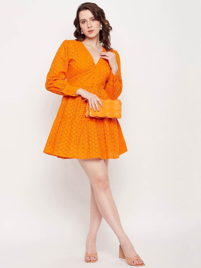 Schiffli Orange Dress