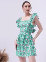 Printed Crepe Mini Dress