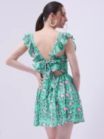 Printed Crepe Mini Dress