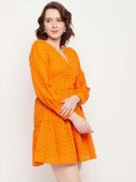 Schiffli Orange Dress