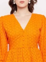 Schiffli Orange Dress