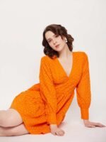Schiffli Orange Dress