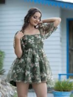 Pista Green Baby Doll Dress