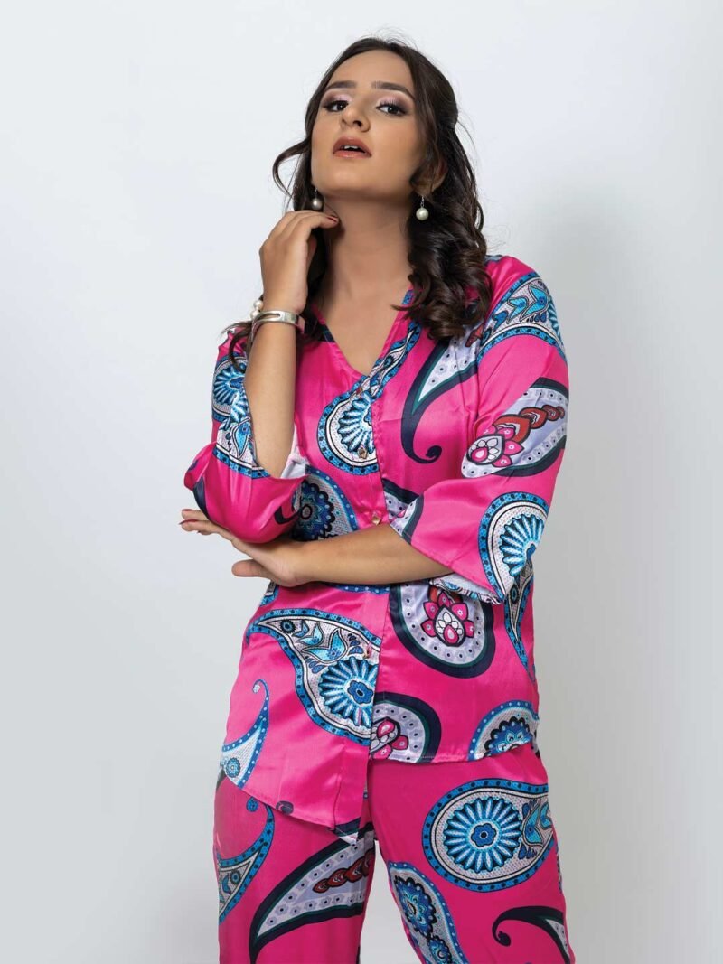 Women Hot Pink Pant Suit