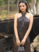 Halter Neck Tie-Up Sequin Dress-3 Halter Neck Tie-Up Sequin Dress