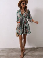 Kimono Sleeves Mini Boho Dress-3 Kimono Sleeves Mini Boho Dress