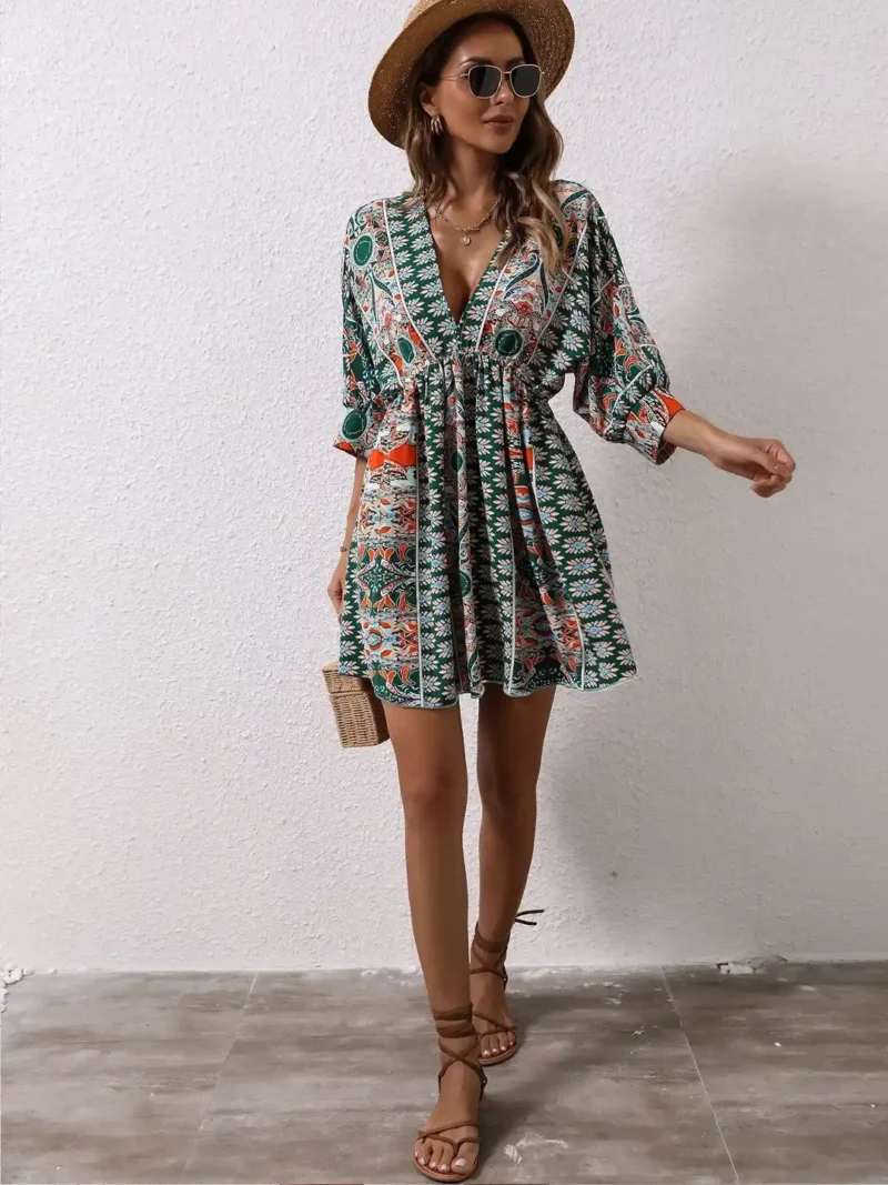 Kimono Sleeves Mini Boho Dress