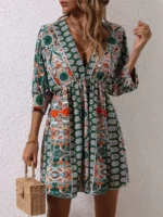 Kimono Sleeves Mini Boho Dress-4 Kimono Sleeves Mini Boho Dress