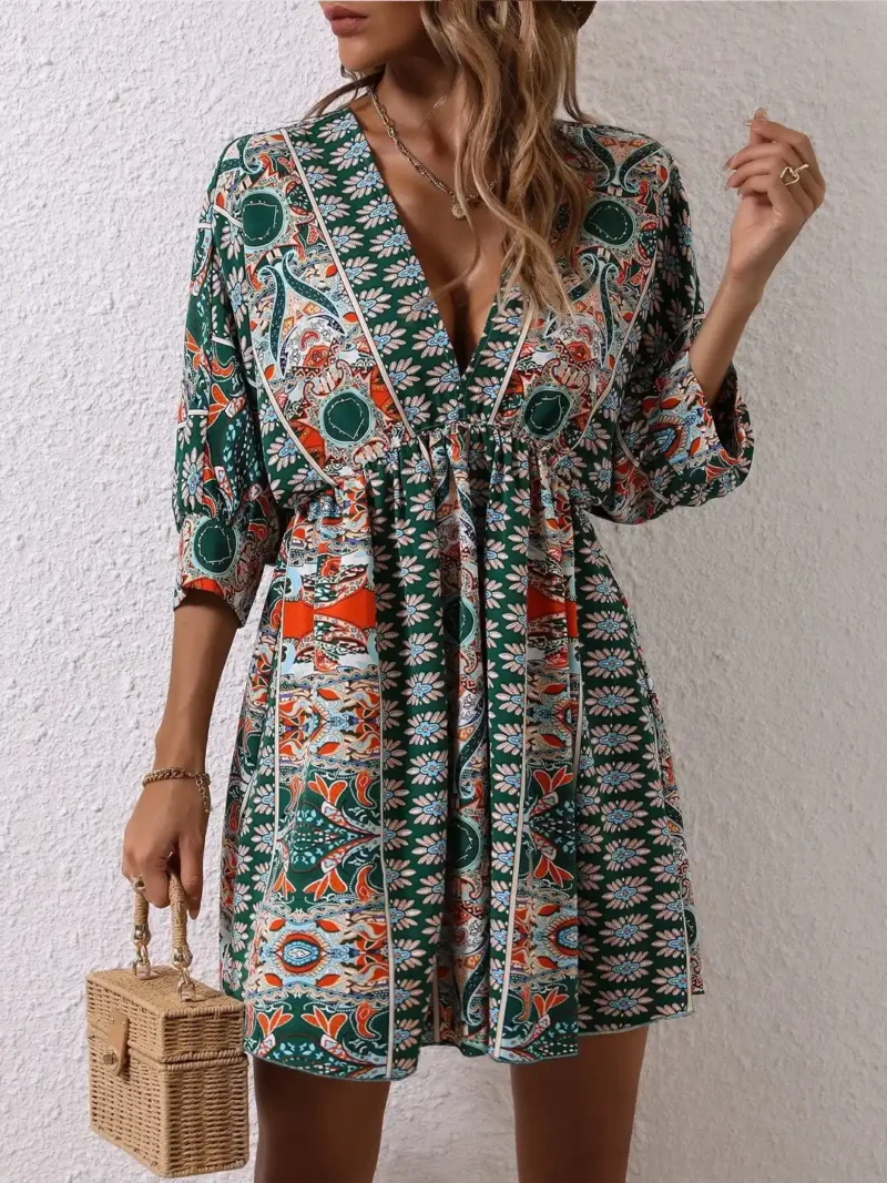 Kimono Sleeves Mini Boho Dress