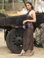 Halter Neck Tie-Up Sequin Dress-5 Halter Neck Tie-Up Sequin Dress