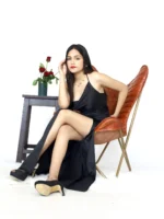 Bold Black Satin Dress