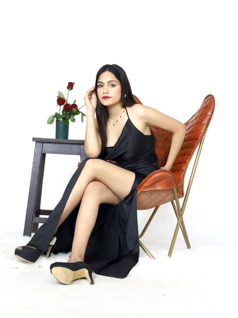 Bold Black Satin Dress