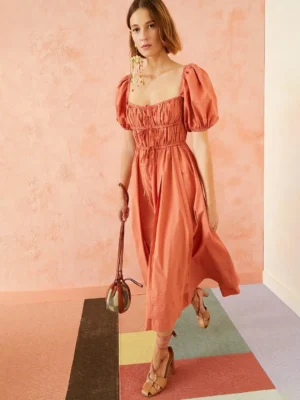 Peachy Gathered Dress