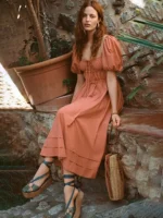 Peachy Gathered Dress-2 Peachy Gathered Dress