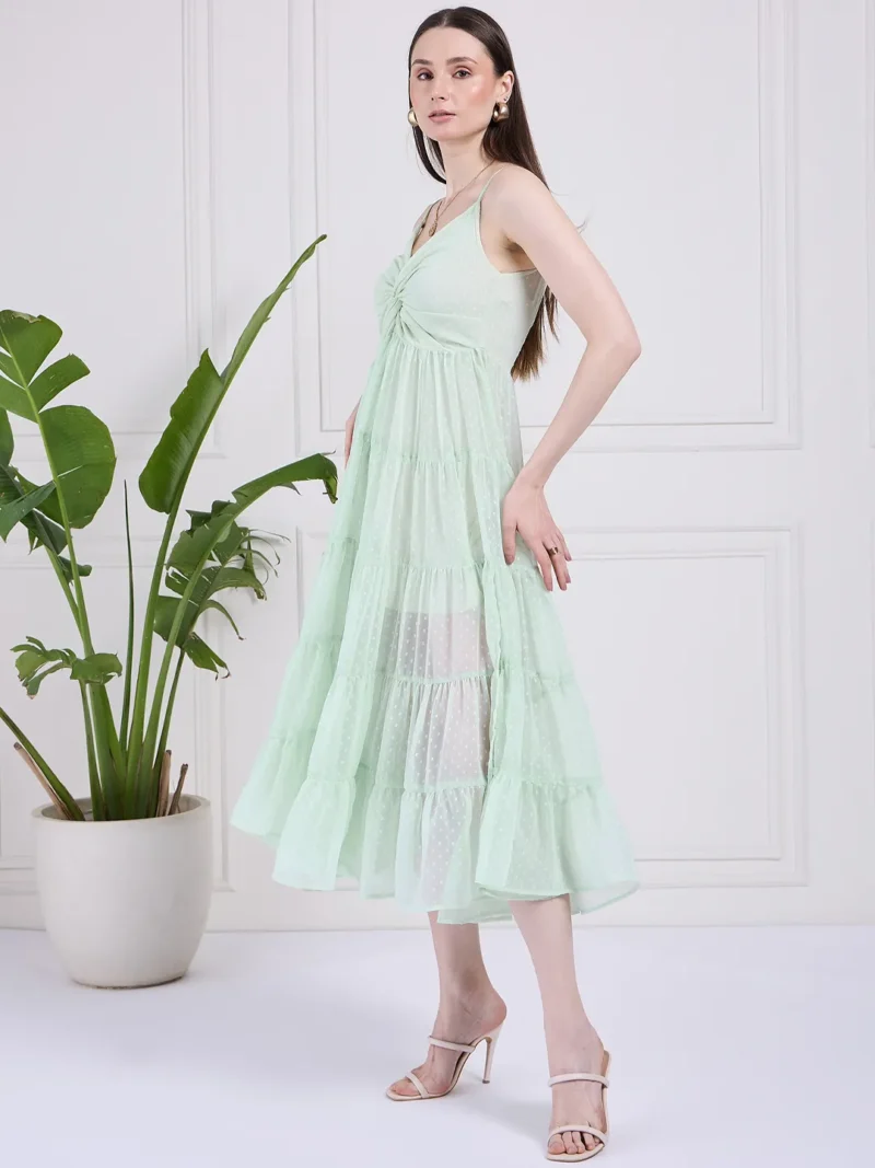 Mint Green Twisted Knot Tiered Dress