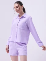Lavender Shirt & Shorts Co-ord Set-4 Lavender Shirt & Shorts Co-ord Set