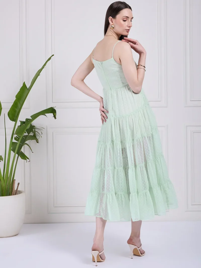 Mint Green Twisted Knot Tiered Dress