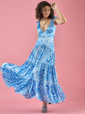 Abstract Printed Layered Dress